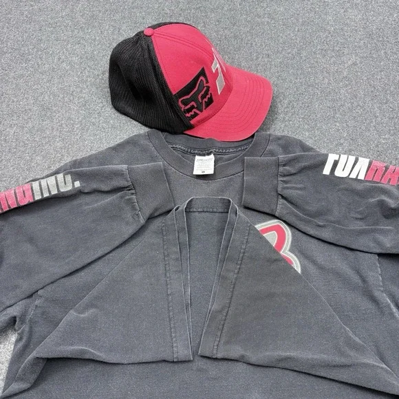 Fox Racing Long Sleeve T Shirt Large Black Logo Graphic Moto Y2K - Picture 9 of 12